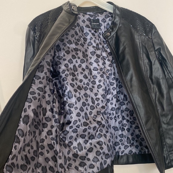 Rampage Faux Leather Sequined Moto Jacket women’s size large - Picture 11 of 11